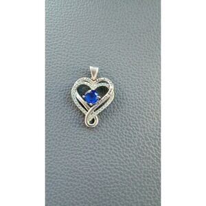Heart‎ Pendant Necklace Blue Gemstone Sterling Silver "I Love You Forever"